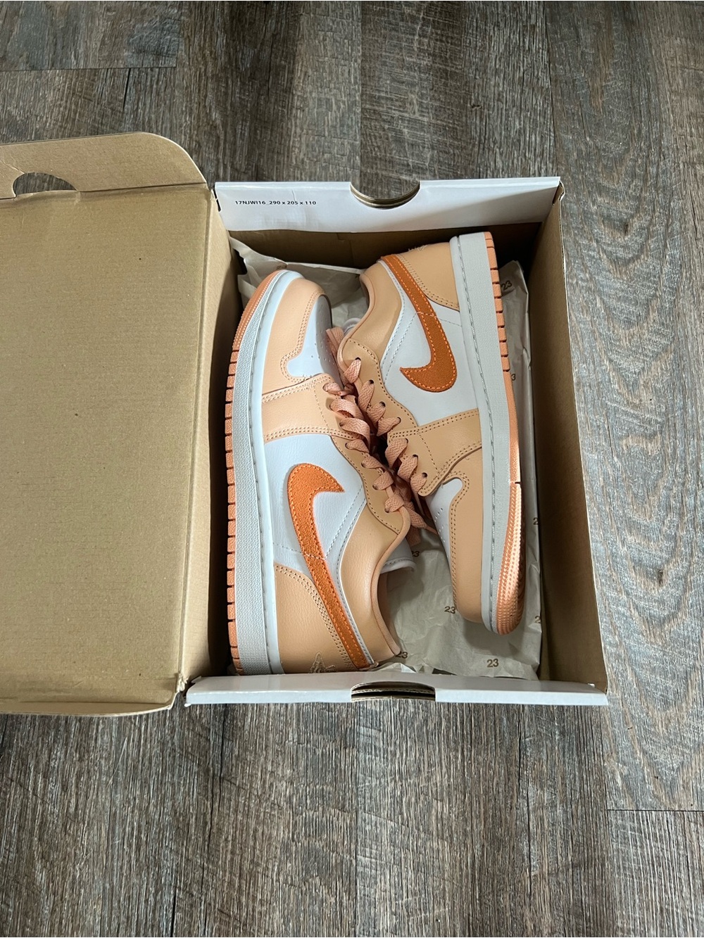 Women’s Air Jordan 1 Low-Top Sneakers in Peach, White & Orange